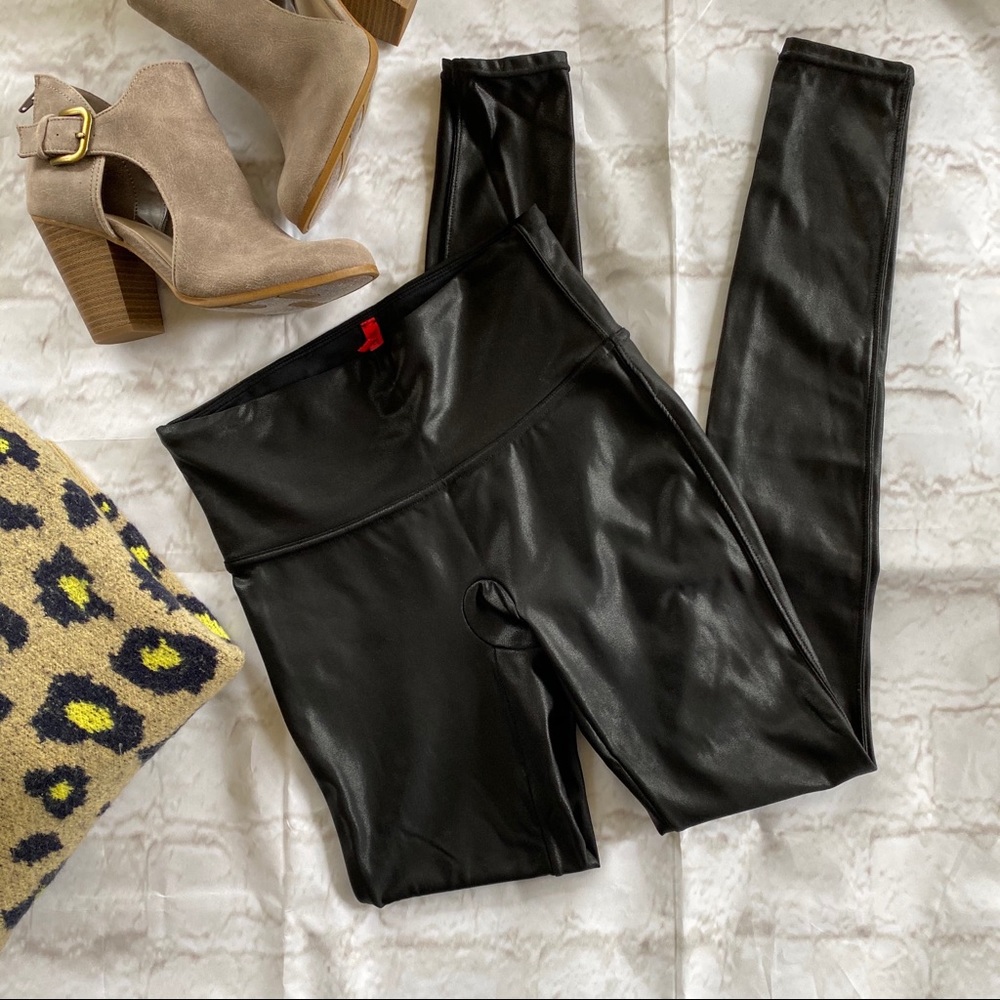 Spanx Faux Leather Leggings-SMALL